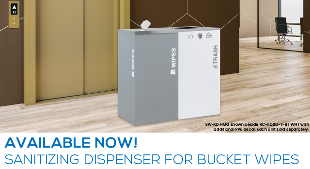 Available Now! Sanitizing dispenser for bucket wipes